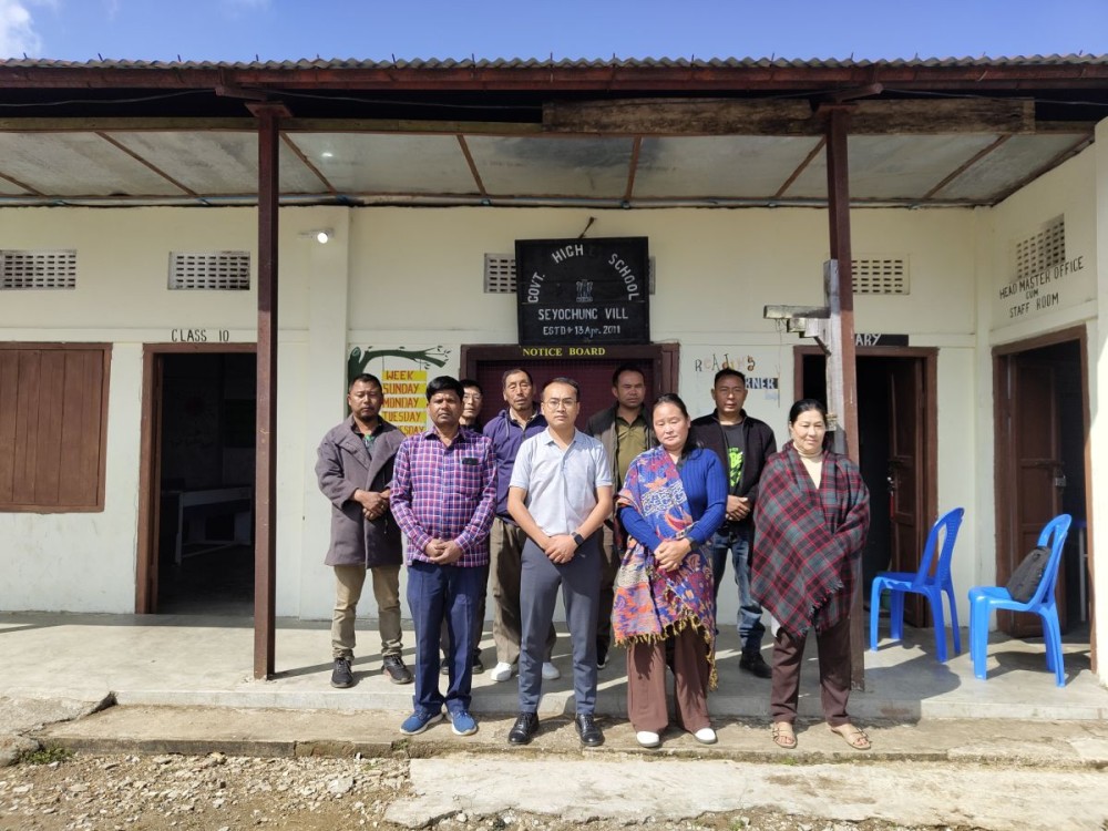Seyochung Village Students' Union officials and others during the visit to Government High School, Seyochung village.